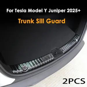 For Tesla Model Y Juniper 2025 Trunk Threshold Strip Stainless Steel Mats Sill Guard Rear Cargo Anti Scratch Protector Accessory