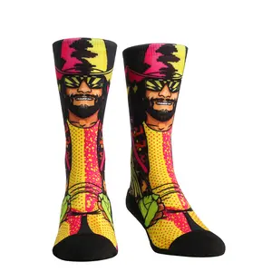 Rock Em Elite Macho Man Randy Savage Licensed WWE Crew Socks  L/XL