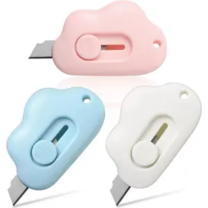 3-Pack Cloud Box Cutters ️ Retractable Mini Letter Openers for Keychains, Pockets & Packages | Cute Envelope Slitters for Mail & Daily Use