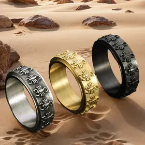 1pc Retro Hip-hop Punk Style Rotatable Decompression Exquisite Relief Scorpion Pattern Men's Stainless Steel Ring for Daily Matching, Giving Jewelry To Family and Friends
