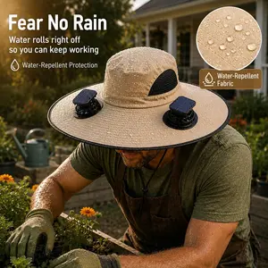 New Solar-Powered Outdoor Fan Hat — Dual Power Supply (Rechargeable) & Waterproof Design | Unisex Sun-Protection Bucket Hat for Outdoor Workers and Sports Enthusiasts