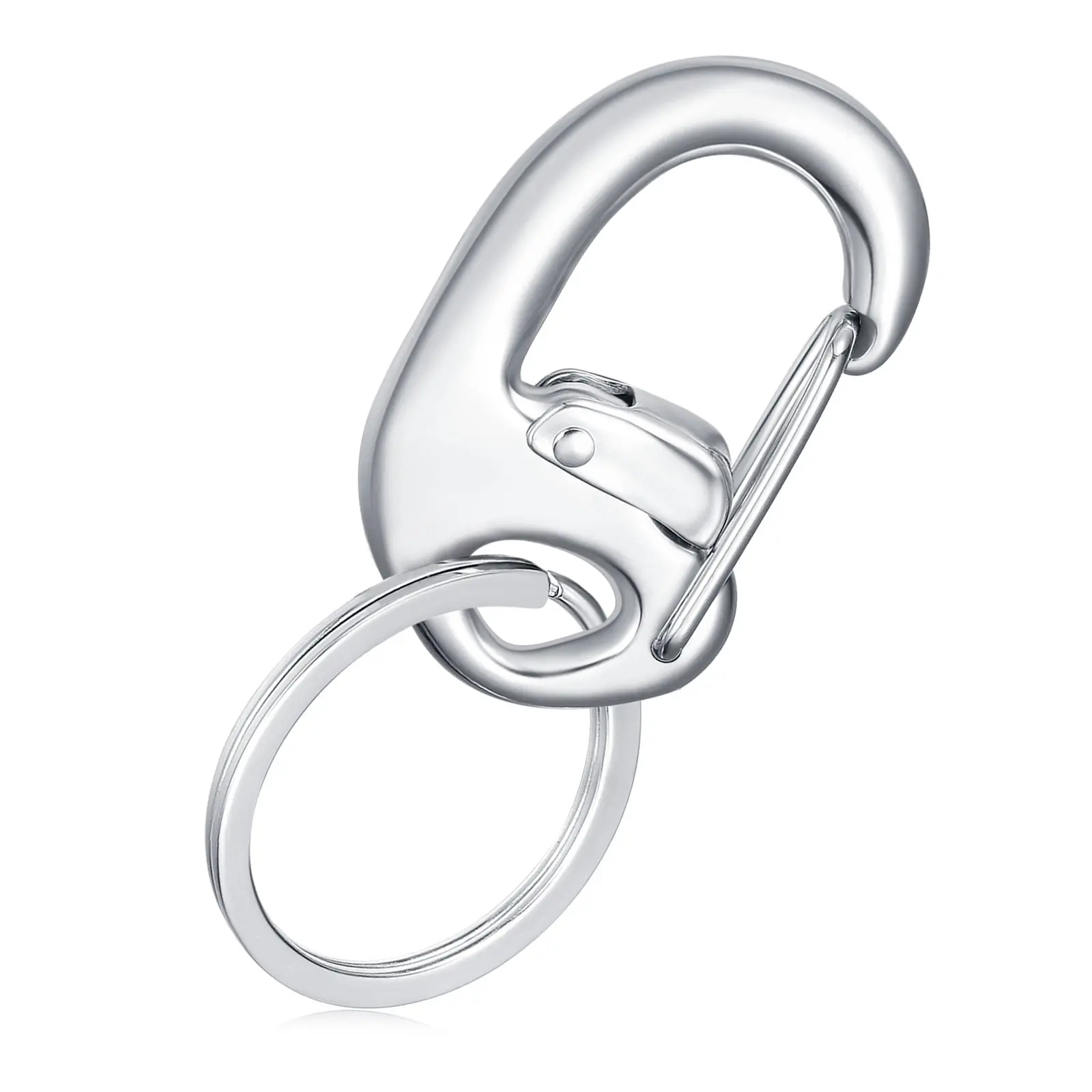 STEEL HAWK Fliplock Stainless Steel Locking Carabiner Clip – Compact Heavy-Duty Keychain Hook with Secure Wire Gate & Key Ring – EDC Gear for Keys, Backpack, Camping, Hiking & Outdoor - Color/1.75"