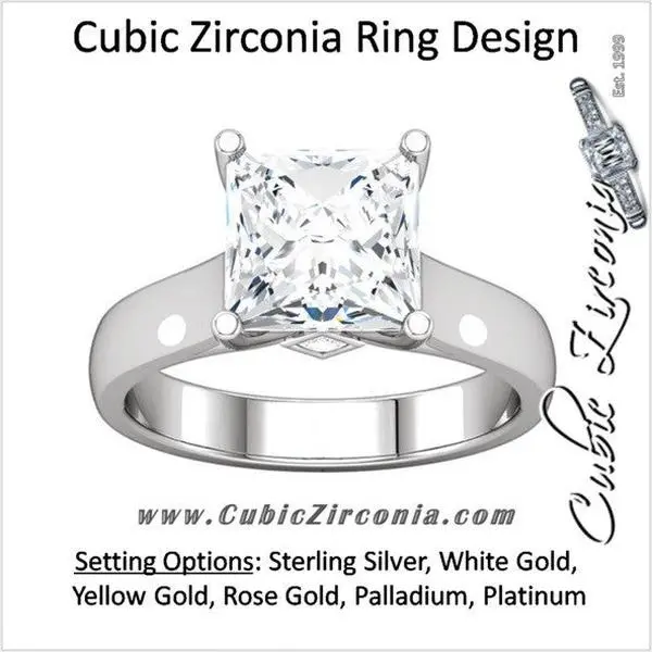Cubic Zirconia Engagement Ring- The Dana (Princess-Cut Semi-Solitaire with Twin Kite-Bezel-Set Peekaboo Accents)