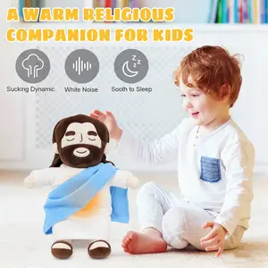 15 Inch Jesus Breathing Light Up Plush Toy, 4-Speed Soothing Motion with Music, Soft Religious Christian Gift for Kids & Adults, Easter Basket Stuffer, Mother's Day Gift, Baptism Thanksgiving Decor, He is Risen Plush