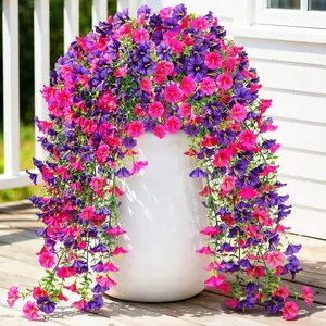 【Mother's Day Gift 2026】2 PCS Artificial Hanging Morning Glories - UV Resistant Faux Flowers for Outdoor, Porch, Patio & Balcony, No Maintenance Required