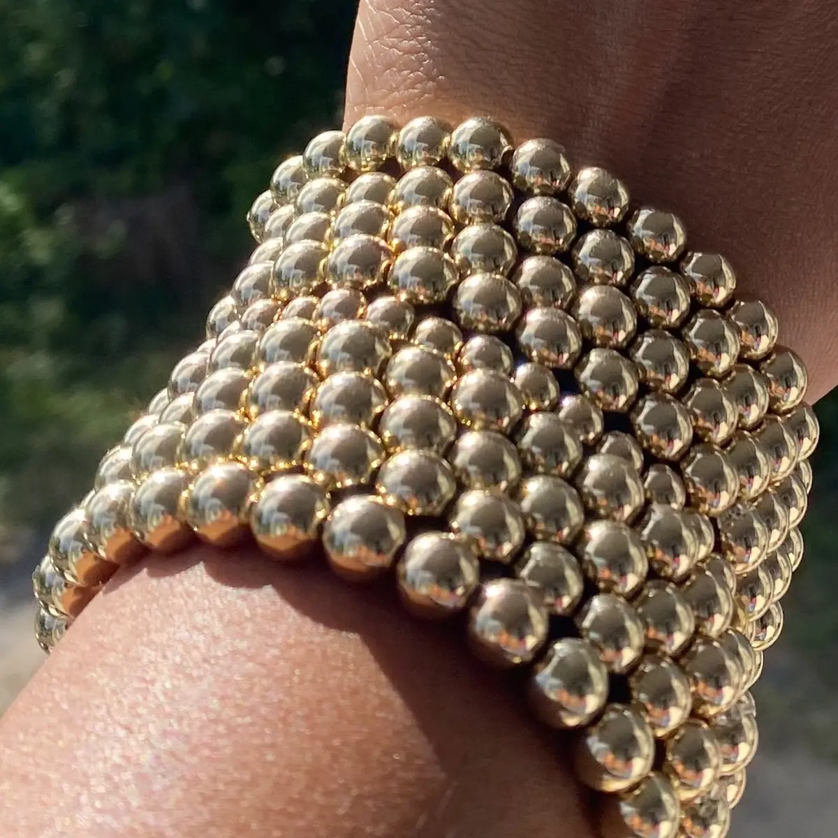 4pc beaded plastic gold bracelet set Plastic Plastic Plastic Plastic Plastic Plastic Plastic
