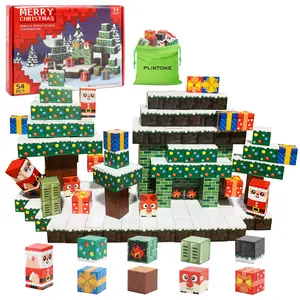 Magnetic Blocks - Magnet Building Cube Game, Christmas Party Building Blocks Set for Kids Ages 3+, STEM Montessori Stacking Toy, Sensory Tiles Building Gift for Toddlers