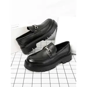 Men's Fashionable Plain Color Platform Loafers, Casual Comfortable Thick Sole Shoes for Daily Wear, Business Style Shoes for Men