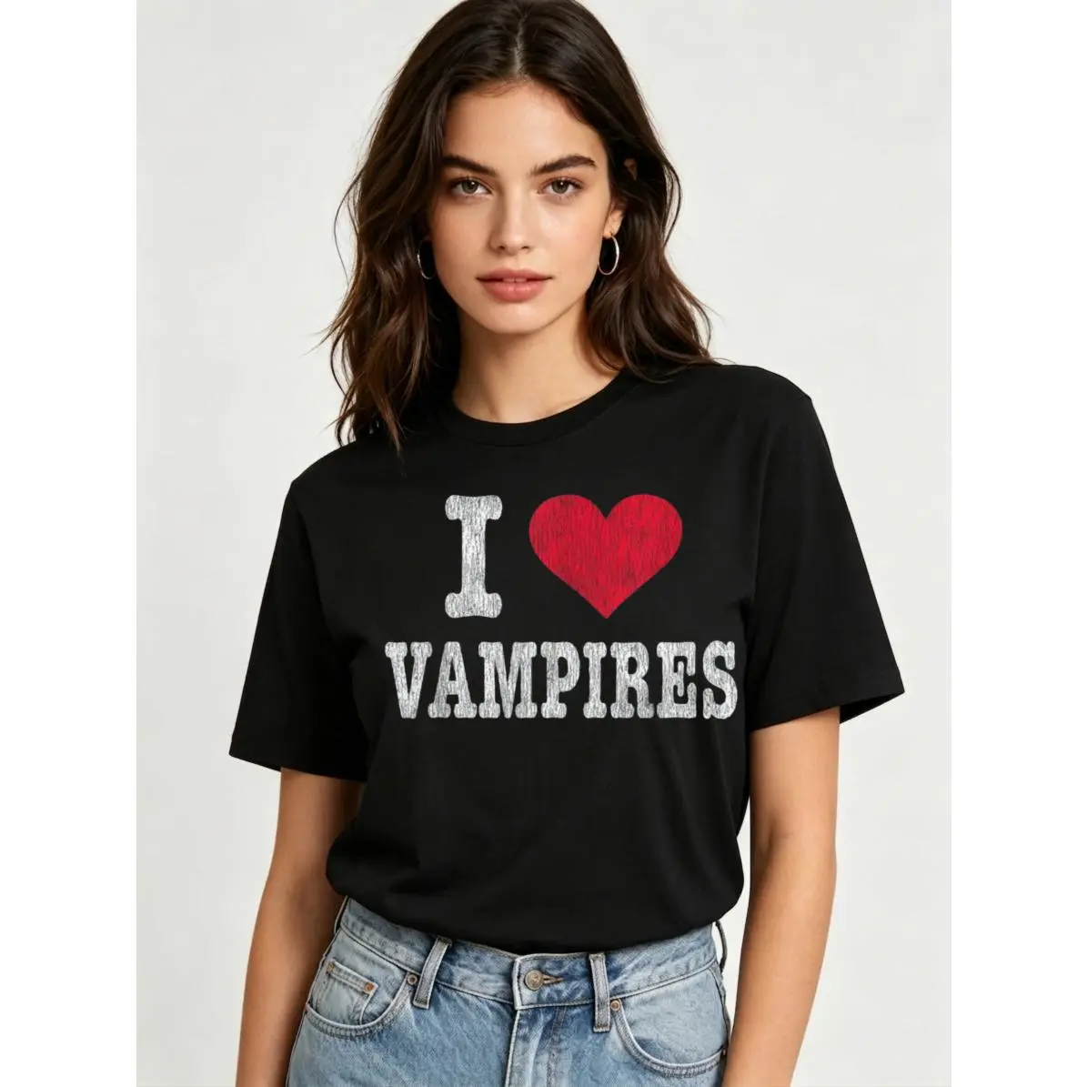 Women Men T-sirt I Love Vampires Tee Cotton Clothing Streetwear