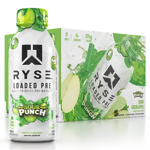 RYSE Loaded Pre Workout Drink - Sugar-Free, Ready to Drink Energy Supplement with 325mg Caffeine for Focus & Pump - 12 fl oz (Pack of 12)