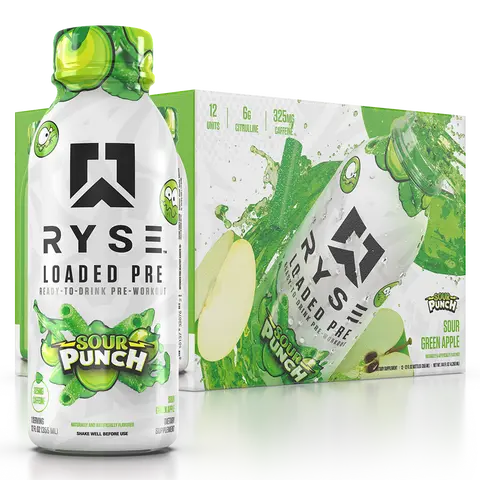 RYSE Loaded Pre Workout Drink - Sugar-Free, Ready to Drink Energy Supplement with 325mg Caffeine for Focus & Pump - 12 fl oz (Pack of 12)