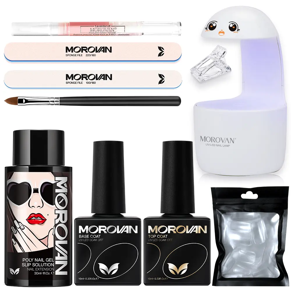 MOROVAN Poly Gel Nail Kit with Mini UV Lamp - All-in-One Extension Starter Set