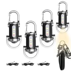 3pcs Portable Rechargeable Bright Keychain Flashlight with Strong Light Pocket Size LED Flashlight Keychain Accessories Charger Mini Tiny EDC Rechargeable Phone Key Chain Light