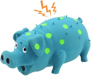 Squeaky , Dots Latex   Toys with a Oinks Sound Squeaker Grunting Pig   Durable Self Play 8" Dogs Squeeze  for  Biting Chasing to  Boring Time (Blue)
