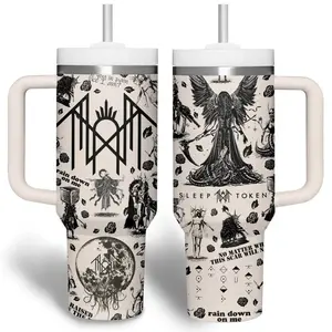 Sleep Token 40 Oz Tumbler With Handle, Sleep Token Flamingo 40 Oz, 40 Oz Printed Tumbler, Gift For Fan, Travel Insulated Double