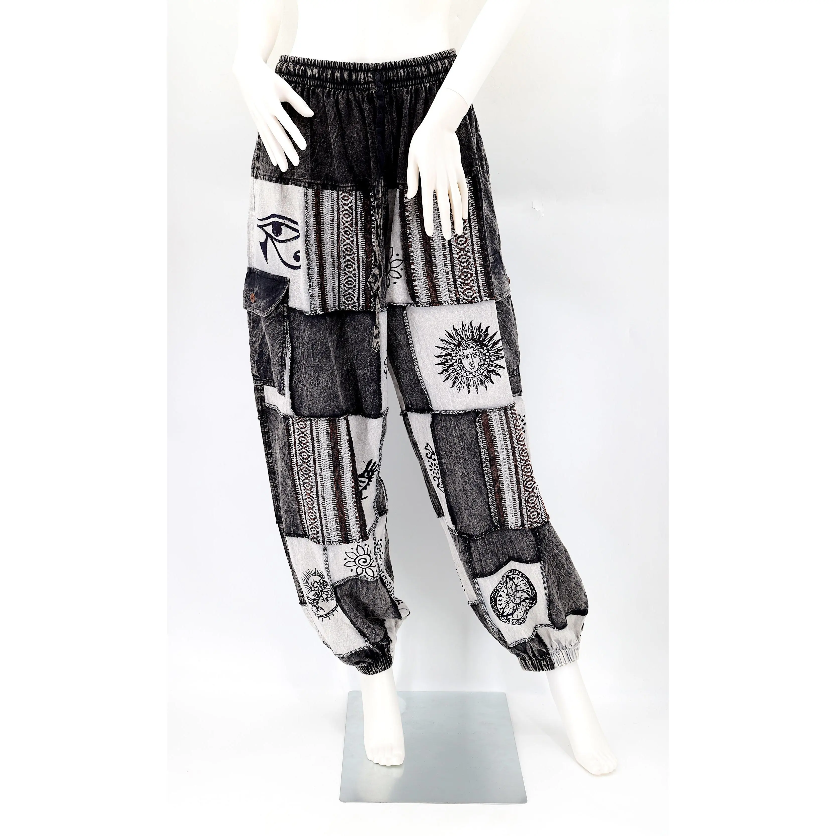 Old Gods Patchwork Cargo Harem Pants | Multi-Pocket Cotton