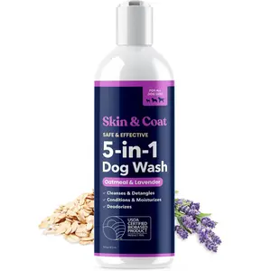 Dog Shampoo and Conditioner - Premium Dog Wash for Allergies and Dry, Itchy, Moisturizing for Sensitive Skin - Sulfate Free, Plant Based, All Natural - Oatmeal & Lavender - 16 Fl Oz