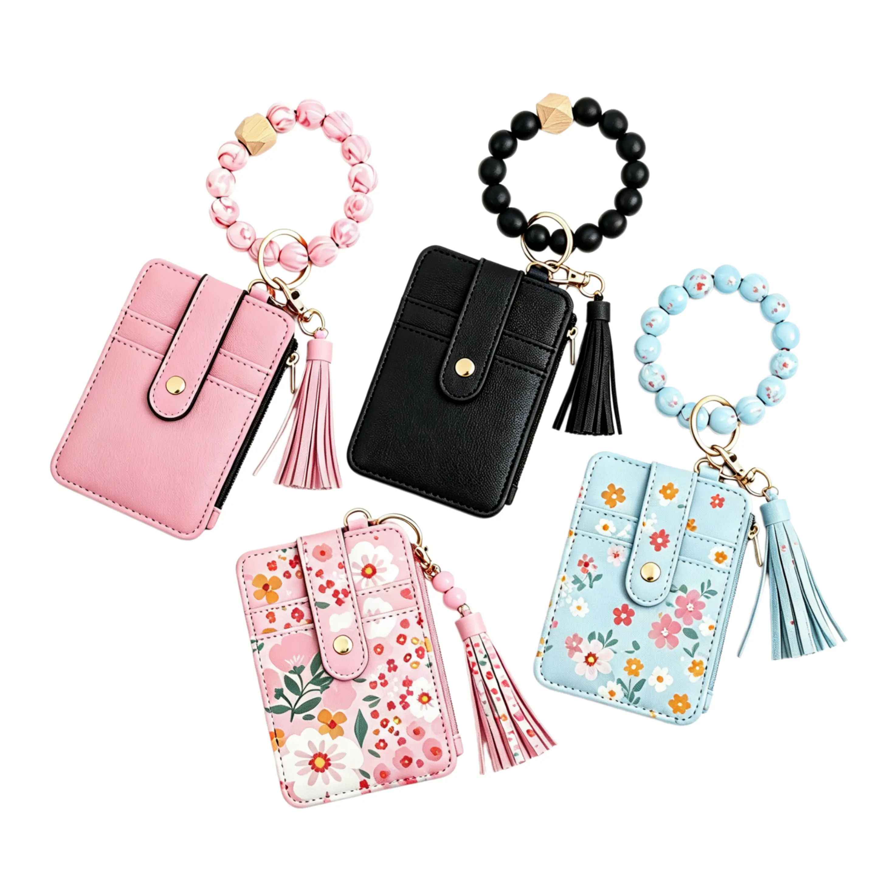 Mini Wallet Keychain Card Holder, Small Coin Purse with Tassel Charm, Portable Card Case for ID, Credit Cards, Keys & Cash, Compact Everyday Wallet Accessories pouch forever perfect gift idea