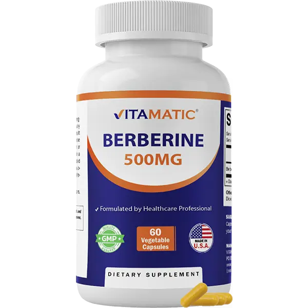 Vitamatic Berberine HCl 500 mg, 60 Vegetable Capsules, Made in USA