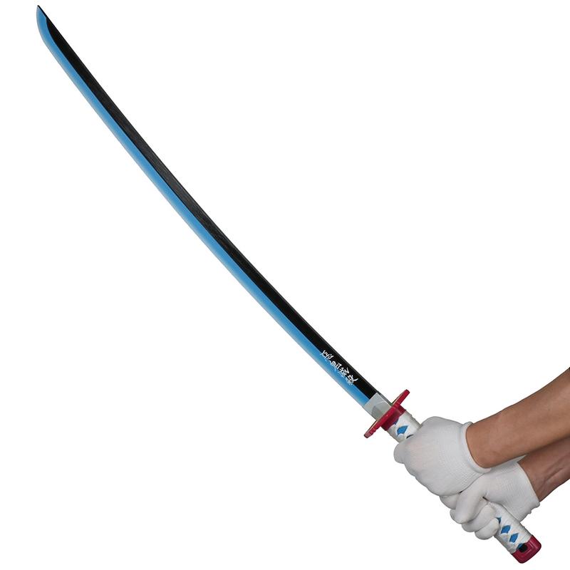 Anime Bamboo Wooden Dull Blade Demon Slayer Sword Cosplay Tomioka Giyuu 41 Inches with Belt Holder Stand Display for Role Playing Collection Safety Use Plastic Handle Scabbard