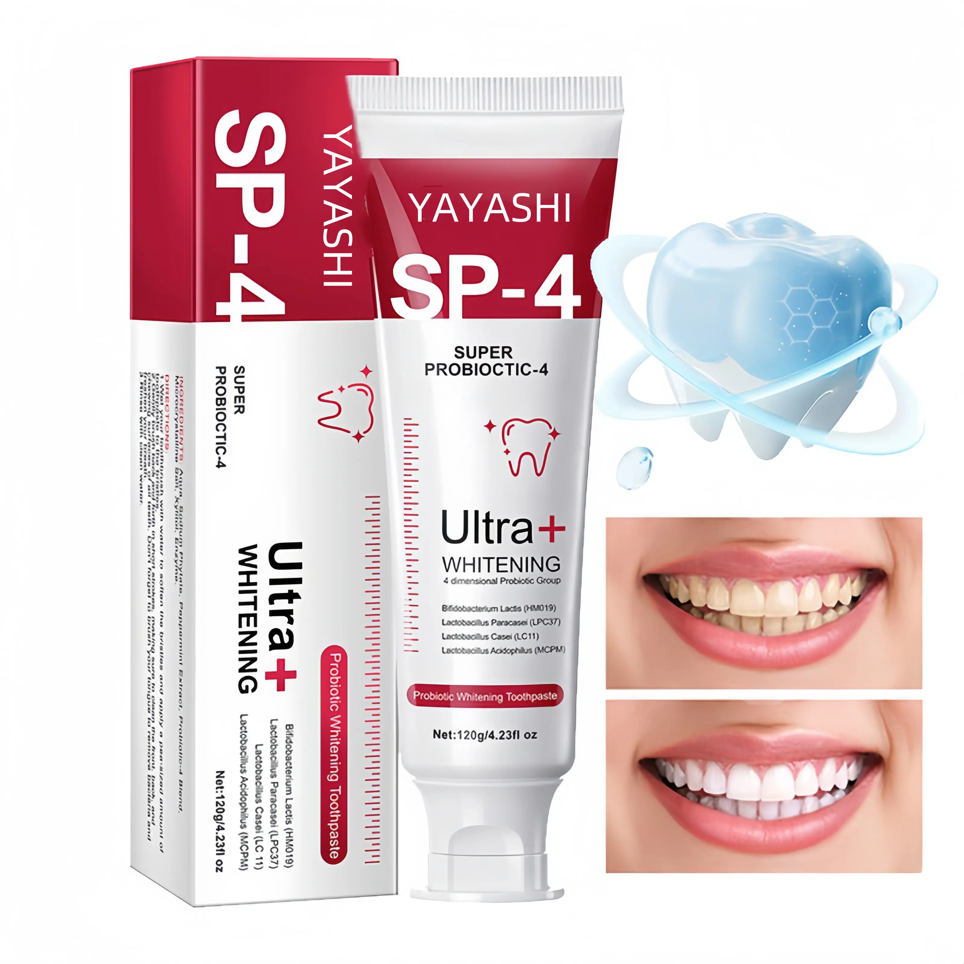 YAYASHI SP-4 Probiotic Toothpaste - Brightening Toothpaste for Oral Health Management, Anti-Cavity, Teeth Whitening, Fresh Breath, Tooth Stain Reduction, Solid, Silica Hydrate, Alcohol Free, Dental Freshener Toothpastes