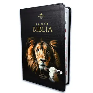 Bible in Spanish Large Font 12 Points Reina Valera 1960 Black Lion and lamb imitation Leather with Index