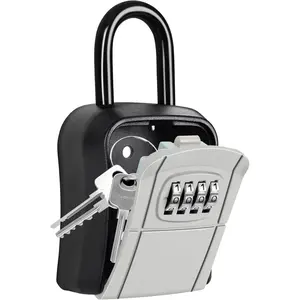 Portable Key Lock Box,Key Holder Safe Security Lock Box for Indoor, Outdoor, Garage, Garden, Store (1, Grey)