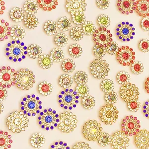50 Pcs Mixed Sunflower Rhinestones DIY Hand Sewing Kit, Decorative Rhinestone Accessories for Shoes Hats Bags, Craft Supplies