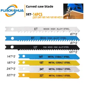 14PCS U-Shank Saw Blades Set 6T-32T Multi-TPI Heavy Duty Wood Metal Plastic Cutting Bi-Metal Teeth Jigsaw Blades with Storage Case for DIY Renovation Tools