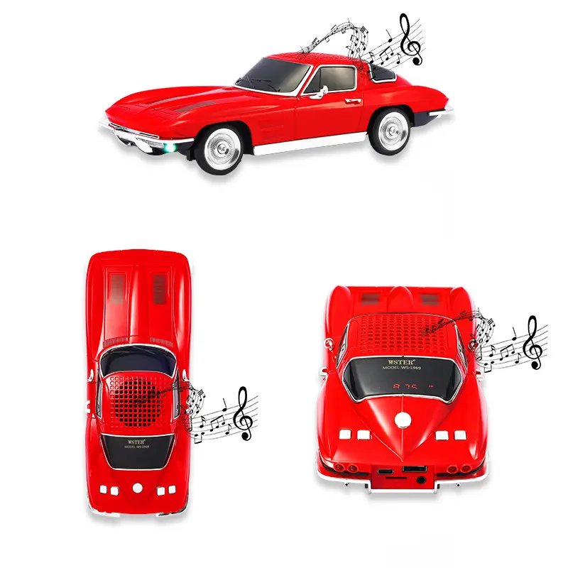 WSTER WS-1969 Retro Muscle Car Portable Bluetooth Speaker for USB, TF Card, AUX and FM Stereo Output, also has wireless Bluetooth speaker function, suitable for indoor or outdoor parties/gifts and other occasions