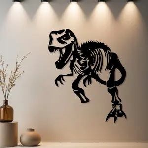 HousewarmingGift|1pc Dinosaur Skeleton Metal Wall Art Wall Art, Dinosaur Skeleton Metal Wall Art Decoration with Premium Finish - Ideal Gift for Halloween & Christmas & Autumn Harvest & Housewarming & Valentine's Day & Winter Gift (Indoor Decor)
