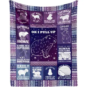 Capybara Blanket for Men Women, Cute Capybara Themed Design Printed Throw Blankets for Men Women, Lap, Chair Sofa, Warm Soft Cozy Blanket, 280g fabric weight single-sided printing,Provides comfortable temperature