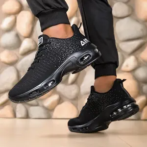 Mens Lightweight Breathable Athletic Running AllBlack Shoes Shockproof Non Slip Casual Gym Sneakers