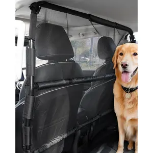 VEVOR Dog Car Barrier, 50" Wide Car Divider for Front Seats Installation, Vehicle Pet Barrier with See Through Net Mesh, Universal-Fit Dog Car Barrier for Mid-Sized Sedans, Trucks, and SUVs, Black