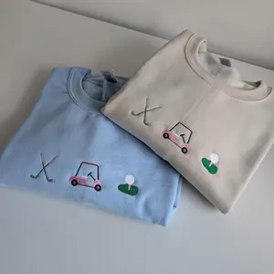 [MADE IN US] Golf Girlie Embroidered Sweatshirt, Cute Golf Crewneck Sweater, Trendy Sporty Pullover, Preppy Golf Outfit for Women