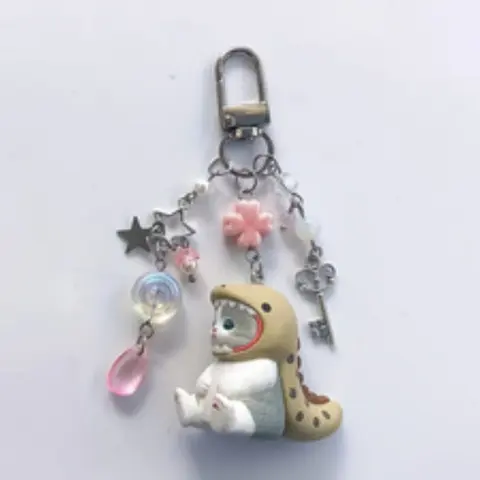 Handmade Beaded Ocean Cat Keychain Series, Handcrafted Keychain, Trendy Cute Keychain, Perfect Gift for Him Her Y2K Style, Unique Charm Accessory, Ideal Present Idea, Cute Keychain Accessory
