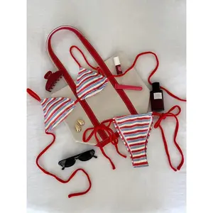 Women's Sexy Push-Up Two-Piece Swimsuit 2026 Bathing Suit Micro Beachwear Stripe Bikini Set Swimwear Trendy Mciro