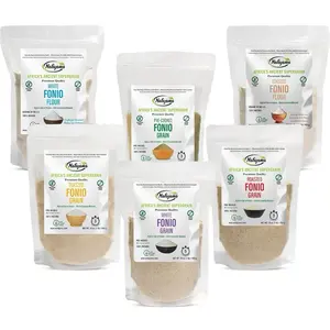 Nafajama Pack of 6 Premium Gluten-Free Fonio Grain & Flour | Ancient African Superfood | Lightly Toasted, Pre-Cooked, Vegan, Non-GMO, High-Fiber, All-Natural, Clean Eating Staple