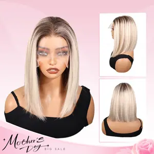 [Summer Vibes ] VSIGN 13*6 Blonde Highlight Synthetic Lace Wig Ombre Honey Brown and Blonde Color Synthetic Heat Resistant Fiber Mother's Day Gift Realistic Appearance Bob Style and Long Wave Style