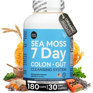 Atlantic Naturals Sea Moss 7-Day Colon & Gut – with Psyllium Husk Senna Powder, Golden Flax, Turmeric & Herbs for Digestive Health, Bloating, & Natural Flushing for Women & Men - 180 Capsules.