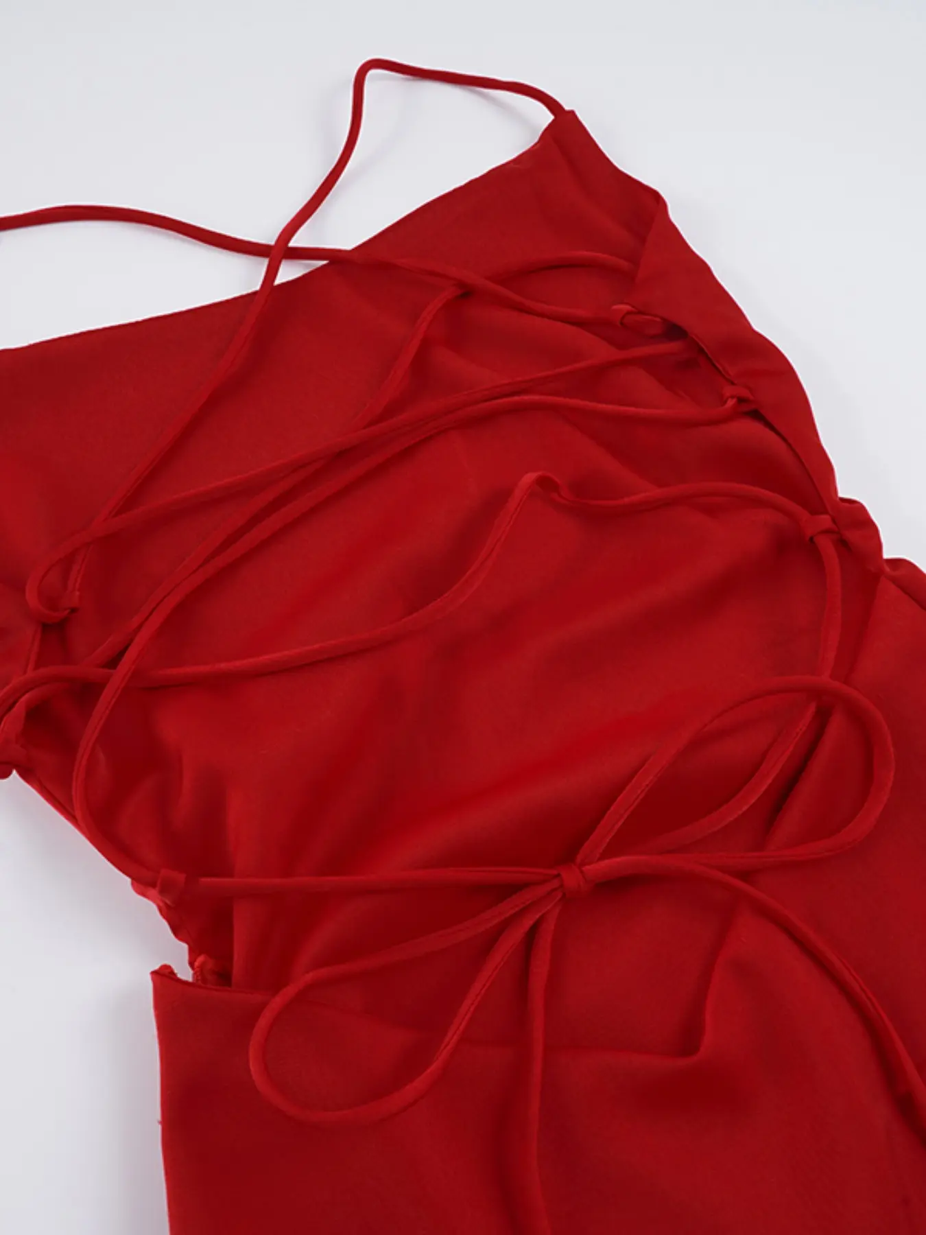 Women's Sexy High Slit Ruffle Hem Satin Strap Red Long Dress, Tie Back Large Backless Design Square Neck Slim Fit Bodycon Formal Party Gown, Elegant Chic Fashionable Evening Dress - TikTok Shop Women's Sexy High Slit Ruffle Hem Satin Strap Red Long Dress, Tie Back Large Backless Design Square Neck Slim Fit Bodycon Formal Party Gown, Elegant Chic Fashionable Evening Dress - TikTok Shop