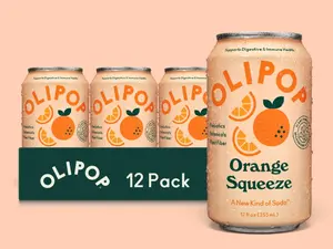 OLIPOP Orange Squeeze Prebiotic Soda – Low Sugar Citrus Orange Drink (Pack of 12)
