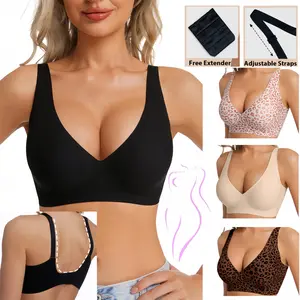 Seamless Wireless Bra for Women – 1 Pack & 2 Pack Available, Full Coverage No-Steel Daily Bralette, Plus Size Push Up Leopard Print, Made of Soft Nylon and Breathable Spandex Lining,
