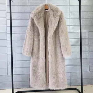 European and American Style Autumn Winter Women's Long Coat with Faux Fur Collar, Faux Fur Coat