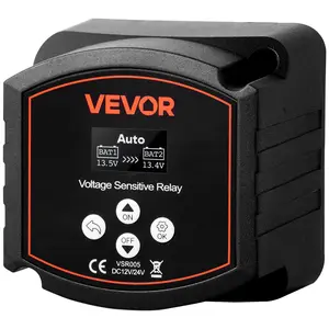 VEVOR Dual Battery Isolator, 12V 300 Amp, Manual and Automatic VSR Voltage Sensitive Relay with LCD Screen, Smart Battery Isolator for Lithium Lead-Acid Batteries, for Car Truck RV UTV ATV Boat