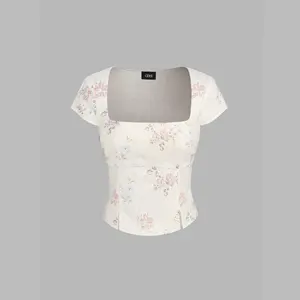 Cider [2 colors, size 0-10] 100% Cotton Square Neck Floral Top
