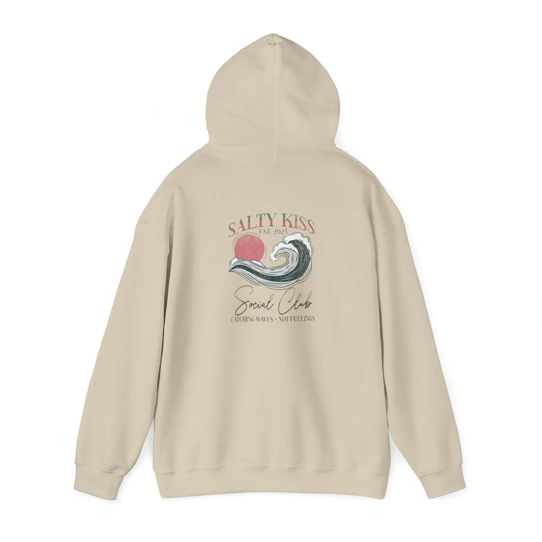 Salty Kiss Social Club Unisex Sport Grey Hoodie - Men's Casual Long-Sleeve Chill Sweatshirt, Summer Beach Essential, Gift for Ocean Lovers