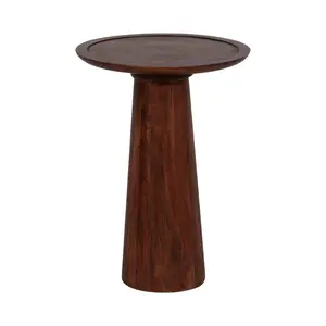 Sagebrook Home 23"H Acacia Wood Pillar-Shaped Pedestal Abstract Side Table in Light Brown Finish, Accent Table for Use in a Living Room, Den, or Entryway