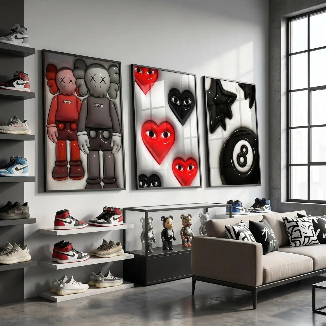 Hyebeast Set Of 3 Room Decor, Hypebast kaws Poster, Cool Wall Art Set, 3D Wall Art, HypeBeast Poster, Trendy Poster