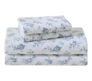 Laura Ashley Audrey Blue King Flannel Sheet Set